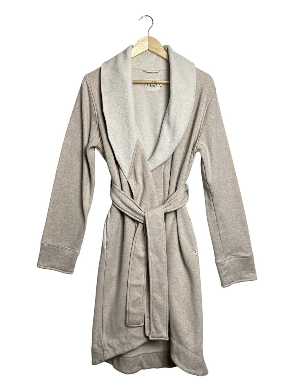 UGG Women’s Fleece Lined Belted Robe Beige Oatmeal Size M